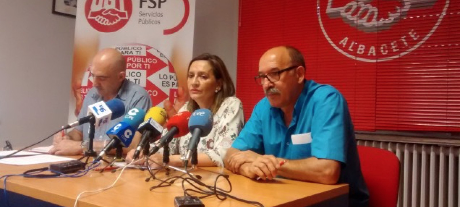 Imagen de la rueda de prensa de FSP UGT Albacete. Oposiciones Diputación Albacete.