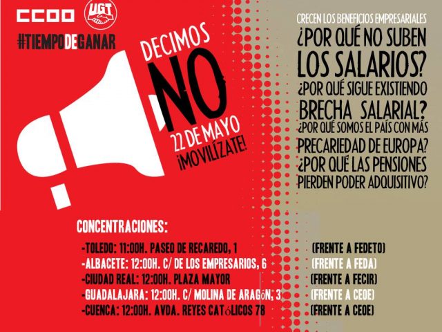 UGT llama a participar el 22 de mayo en las concentraciones antes las sedes de las patronales por la negociación colectiva UGT llama a participar el 22 de mayo en las concentraciones antes las sedes de las patronales por la negociación colectiva